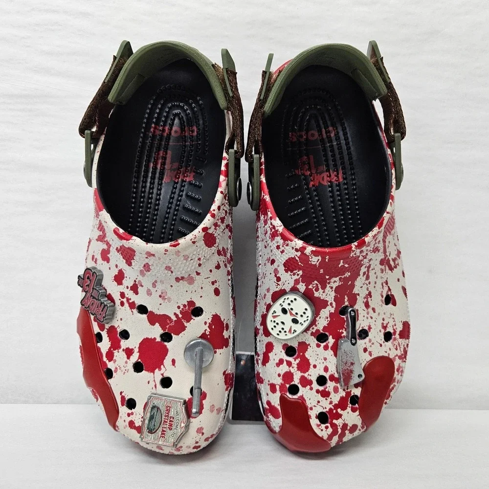 Crocs Friday the 13th Classic Clogs 212073-90H Red White‎ Green Men's Size 8